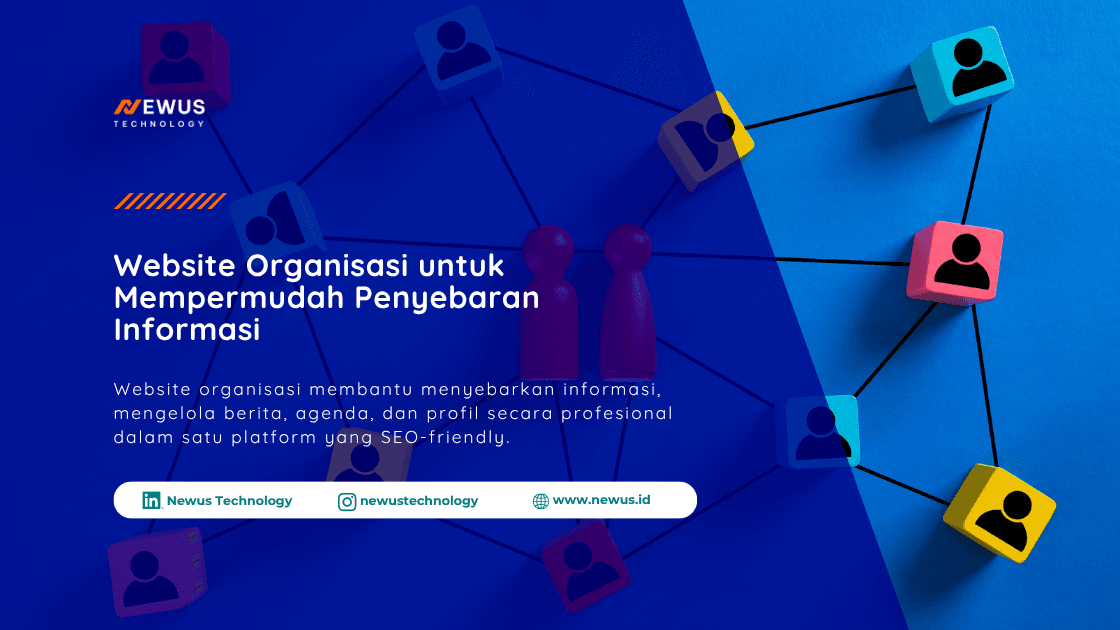 Website organisasi custom untuk menyebarkan informasi, berita, agenda kegiatan, dan profil organisasi secara profesional.