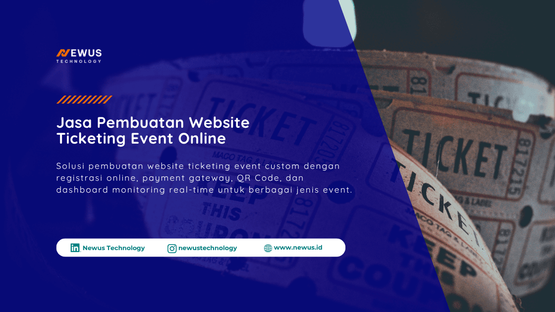 Dashboard website ticketing event custom untuk registrasi peserta dan penjualan tiket online.