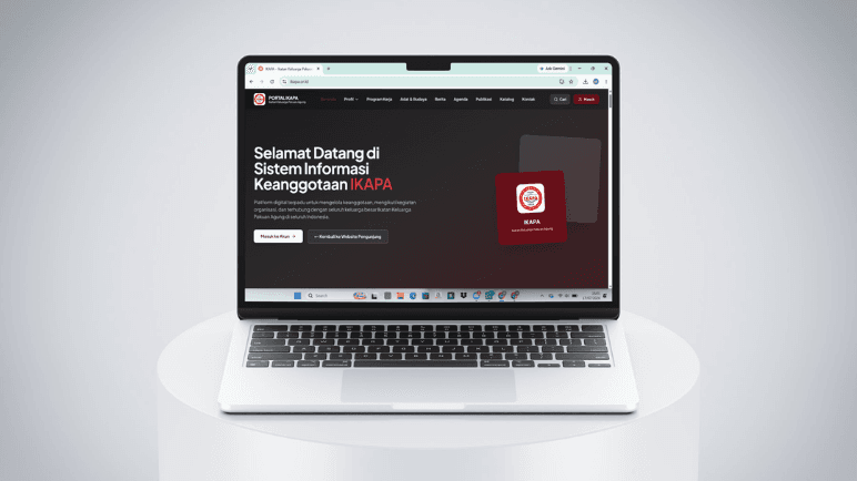 Tampilan Website IKAPA sebagai portal resmi Ikatan Keluarga Pakuan Agung yang menyajikan profil organisasi, berita, dan dokumentasi kegiatan.