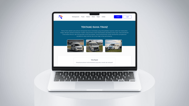 Website Booking Travel RAMA Tranz hasil pengembangan Newus Technology
